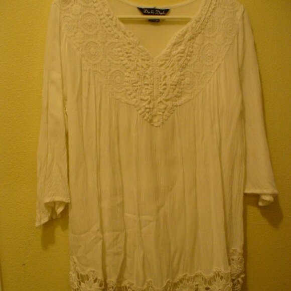 WHITE BOHEMIAN LACE TOP - Picture 1 of 3